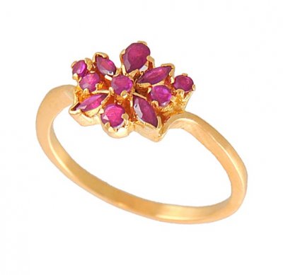 22kt Gold Ruby Ring ( Ladies Rings with Precious Stones )