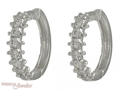 18k White Gold Clip On Earrings ( White Gold Earrings )