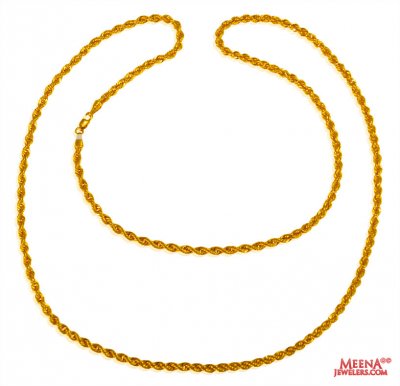 22k Fancy Hollow Rope Chain (24 In) ( Plain Gold Chains )