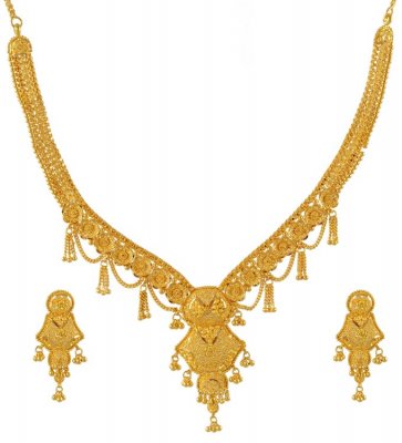 22Kt Filigree Necklace Set ( 22 Kt Gold Sets )