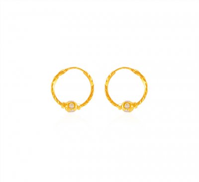 22k Gold Two Tone Hoop Earrings ( Hoop Earrings )