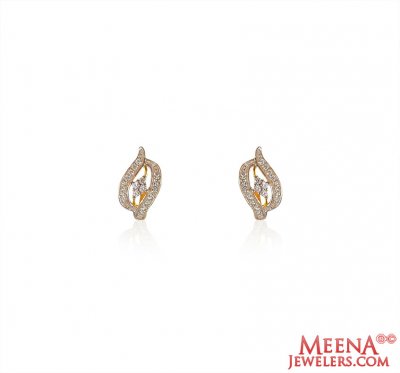 22K Gold CZ Earrings ( Clip On Earrings )