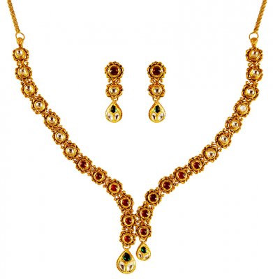 22kt kundan earing set ( Antique Necklace Sets )