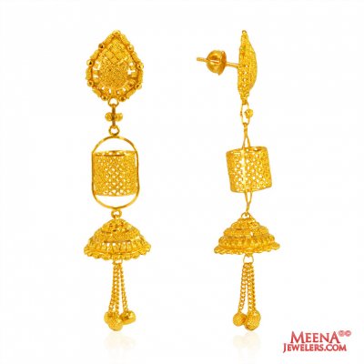 22 Kt Gold Jhumki Earrings ( Exquisite Earrings )