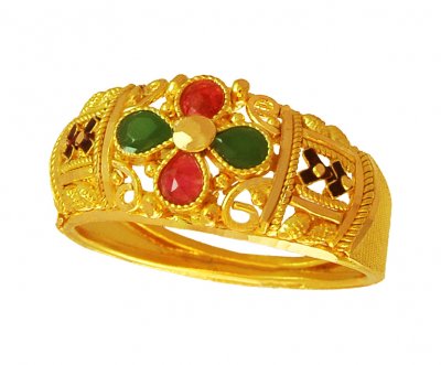 22Kt Ruby Emerald Ring ( Ladies Rings with Precious Stones )