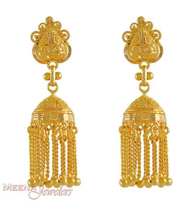 Gold Chandelier Earrings ( 22Kt Gold Fancy Earrings )