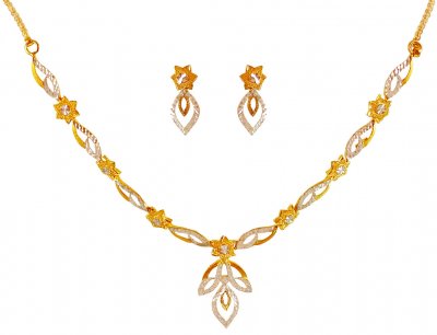 22k Gold Two Tone Necklace Set  ( Light Sets )