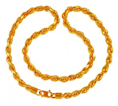 22 Karat Gold Rope Chain (22 Inch) ( Men`s Gold Chains )