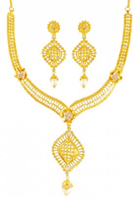 22Kt Gold Two Tone Necklace Set ( 22 Kt Gold Sets )