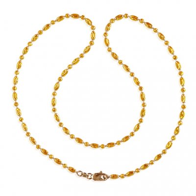 22k Rice Balls Chain Two Tone ( 22Kt Gold Fancy Chains )