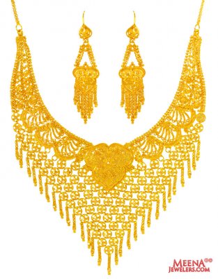 22Kt Gold Necklace Earring Set ( 22 Kt Gold Sets )