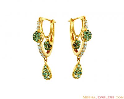 Designer Emerald Gold 22k Earrings ( Clip On Earrings )