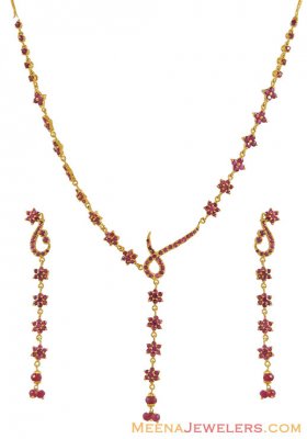 Designer Ruby Necklace Set(22k) ( Ruby Necklace Sets )