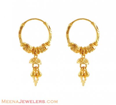 Gold bali with fancy design ( Hoop Earrings )