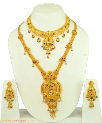 22K Antique Bridal Necklace Set ( Bridal Necklace Sets )