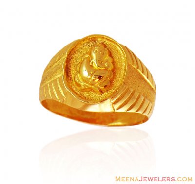 22K Gold Ganesha Ring - RiMs16703 - 22K Gold Ring with Lord Ganesh in ...