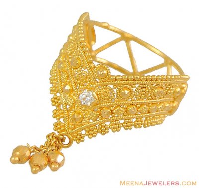 Indian Filigree Ring with Hanging ( Ladies Gold Ring )