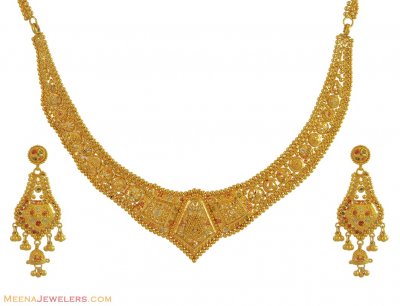 Gold Two Tone Necklace Set ( 22 Kt Gold Sets )