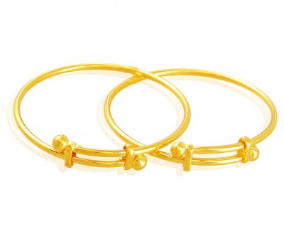 Adjustable Gold Kids Kada (2PCs) ( Baby Bangles )