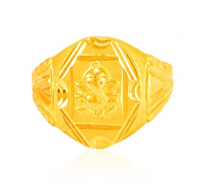 Solid Ganesh Mens Ring 22k gold ( Religious Rings )
