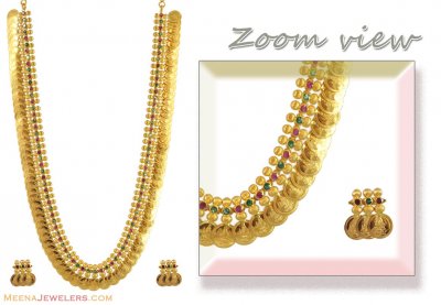 22k Stones Long Kasu Mala  ( Bridal Necklace Sets )