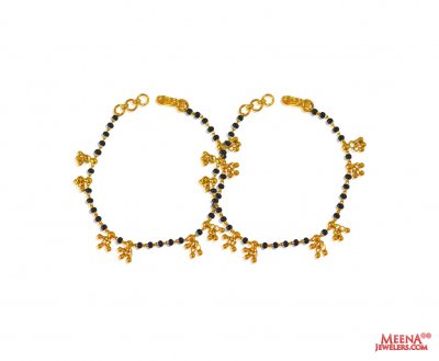 22Karat Gold Kids Mania (2pc) ( Black Bead Bracelets )