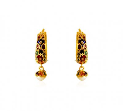 22K Meenakari Hoop Earrings ( Hoop Earrings )