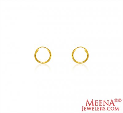 22k Gold Plain Hoops Earrings ( Hoop Earrings )