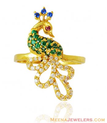 22k Fancy Peacock Signity Ring ( Ladies Signity Rings )