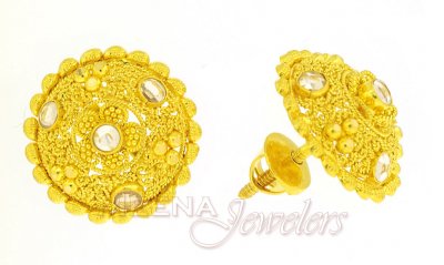 22Karat Gold Earrings with Filigree  ( 22 Kt Gold Tops )