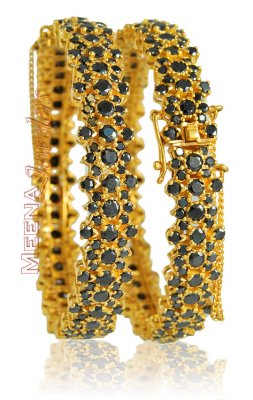 Gold Bangles with Sapphire ( Precious Stone Bangles )