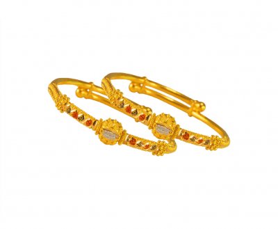 22 Karat Gold Three Tone Kids Kada ( Baby Bangles )