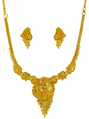 22KT Gold Necklace Earring Set ( 22 Kt Gold Sets )