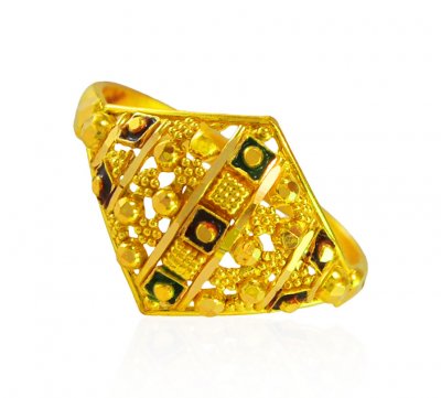 22K Gold Meenakari Ring ( Ladies Gold Ring )