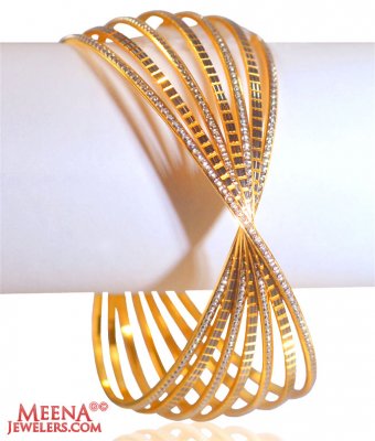 22K Gold Fancy Two Tone Bangle ( Two Tone Bangles )