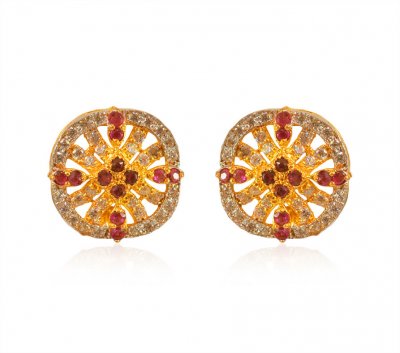 Gold CZ Earring 22K ( Precious Stone Earrings )