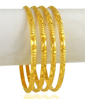 22kt Gold Machine Bangles (4 Pcs) ( Gold Bangles )