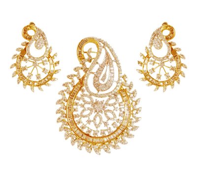 18k Gold Diamond Pendant Set ( Diamond Pendant Sets )