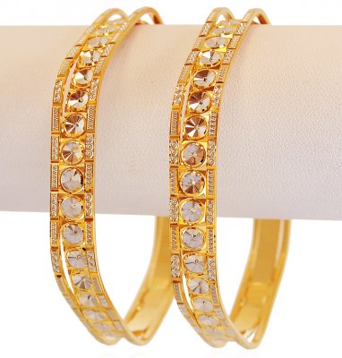 Rhodium Gold Hexagon Bangles  ( Two Tone Bangles )