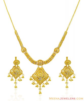 22k Fancy 2 Tone Filigree Set  ( 22 Kt Gold Sets )