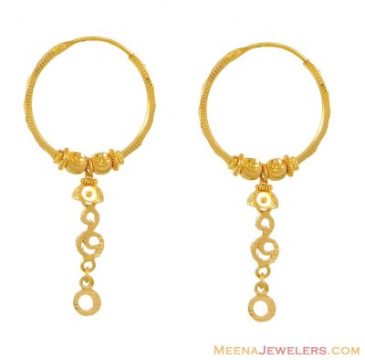 22K Gold Bali Earrings ( Hoop Earrings )