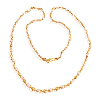 22K Gold Pearl Balls Designer Chain ( 22Kt Gold Fancy Chains )