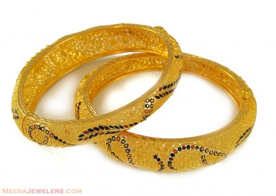 22K Gold Meena Bangles ( Kadas )