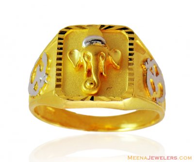 Ganesh Mens Ring 22k - RiMs14874 - 22k Men's ring with Lord Ganesh on ...