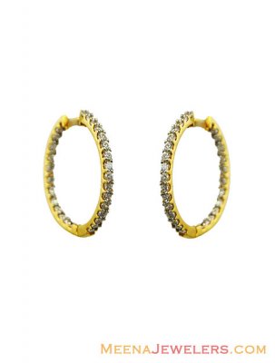 22k CZ Studded Gold Hoops ( Hoop Earrings )