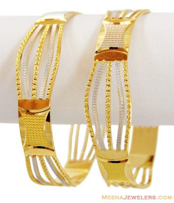 Two Tone Rhodium Bangles 22K (Pair) ( Two Tone Bangles )