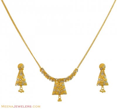 22K Two Tone Necklace Set ( Light Sets )