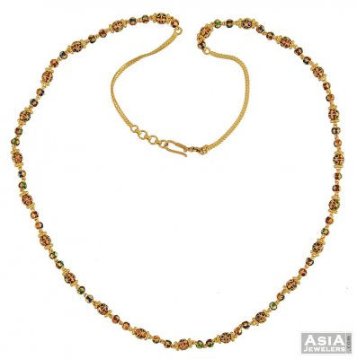 22K Fancy Meenakari Chain ( 22Kt Long Chains (Ladies) )