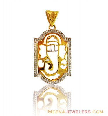 22k Rhodium Ganesha Pendant ( Om Pendants )