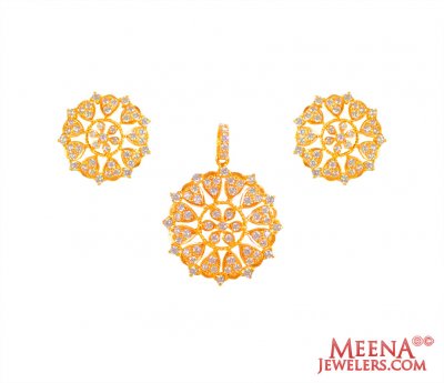 22K Gold CZ stone Pendant Set ( Fancy Pendant Set )